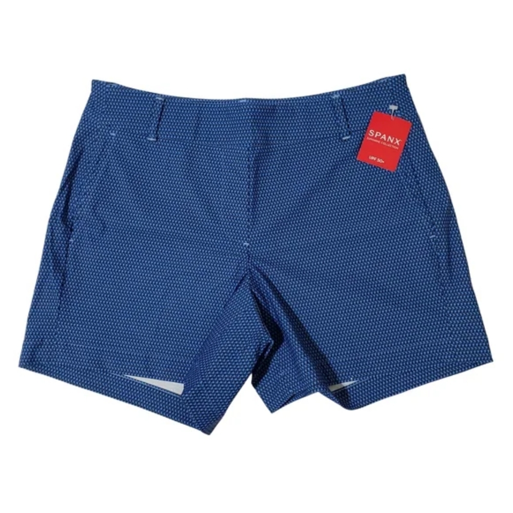 Spanx Sunshine Shorts 4" Women Medium Geo Scape Blue NWT